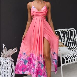 Hello Molly Pink Floral Maxi Dress